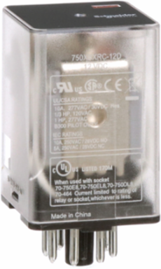General purpose relay, SE Relays, 750R, DPDT, 10A, 12 VDC, octal terminal 8 pins, clear cover