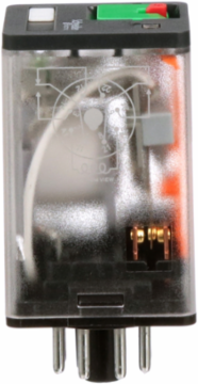 Plug-in electromechanical relay, General Purpose Relays, DPDT, LED clear cover, lock push button, octal terminal 8 pins, 10A, 120V AC, 2NC + 2NO