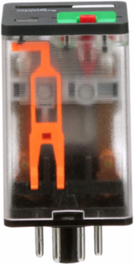Plug-in electromechanical relay, General Purpose Relays, DPDT, LED clear cover, lock push button, octal terminal 8 pins, 10A, 120V AC, 2NC + 2NO