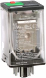 Plug-in electromechanical relay, General Purpose Relays, DPDT, LED clear cover, lock push button, octal terminal 8 pins, 10A, 120V AC, 2NC + 2NO