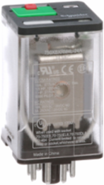 General purpose relay, SE Relays, 750R, DPDT, 10A, 24 VAC, octal terminal 8 pins, clear cover with LED, lock push button