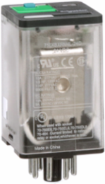 General purpose relay, SE Relays, 750R, DPDT, 10A, 24 VDC, octal terminal 8 pins, clear cover with LED, lock push button