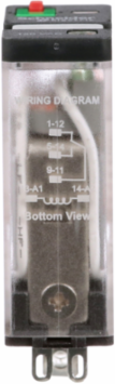 Power Relay, General Purpose Relays, SPDT, LED clear cover, lock push button, faston terminal, 15A, 120V AC, 1NO + 1NC