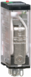 Power Relay, General Purpose Relays, SPDT, LED clear cover, lock push button, faston terminals, 15A, 24V AC, 1NC + 1NO