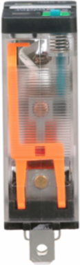 Power Relay, General Purpose Relays, SPDT, LED clear cover, lock push button, faston terminals, 15A, 24V AC, 1NO + 1NC