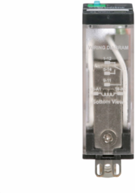 Power Relay, General Purpose Relays, SPDT, LED clear cover, lock push button, faston terminals, 15A, 24V AC, 1NO + 1NC