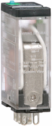 Power Relay, General Purpose Relays, SPDT, LED clear cover, lock push button, faston terminals, 15A, 24V AC, 1NO + 1NC