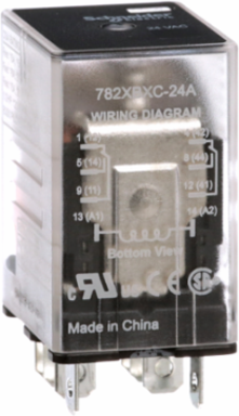 Power relay, SE Relays, 15A, DPDT, 24 VAC, clear cover