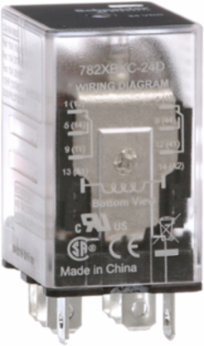 Power relay, SE Relays, 15A, DPDT, 24 VDC, clear cover