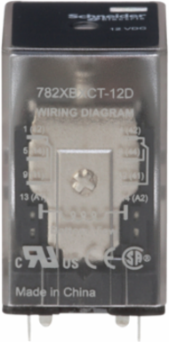 Power Relay, General Purpose Relays, DPDT, clear cover, pins for printed circuit board, 15A, 12V DC, 2NO + 2NC