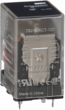 Power Relay, General Purpose Relays, DPDT, clear cover, pins for printed circuit board, 15A, 12V DC, 2NO + 2NC