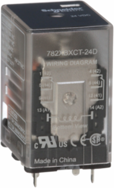 Power relay, SE Relays, 15A, DPDT, 24 VDC, clear cover, Faston terminlas