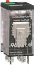 Power Relay, General Purpose Relays, DPDT, LED clear cover, lock push button, faston terminals, 15A, 120V AC, 2NO + 2NC