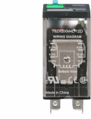 Power Relay, General Purpose Relays, DPDT, LED clear cover, lock push button, faston terminals, 15A, 24V AC, 2NC + 2NO