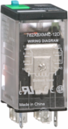 Power Relay, General Purpose Relays, DPDT, LED clear cover, lock push button, faston terminals, 15A, 24V AC, 2NC + 2NO