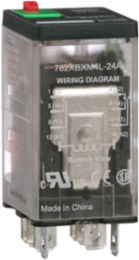 Power Relay, General Purpose Relays, DPDT, LED clear cover, lock push button, faston terminals, 15A, 12V DC, 2NO + 2NC