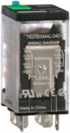 Power Relay, General Purpose Relays, DPDT, LED clear cover, lock push button, faston terminals, 15A, 24V DC, 2NO + 2NC