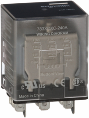 Power relay, SE Relays, 15A, 3PDT, 240 VAC, clear cover