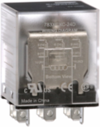 Power relay, SE Relays, 15A, 3PDT, 24 VDC, clear cover