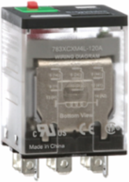 Power relay, SE Relays, 15A, 3PDT, 120 VAC, cover with locking push button and LED