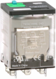 Power relay, SE Relays, 15A, 3PDT, 24 VDC, cover with locking push button and LED