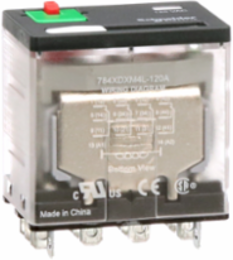 Power relay, SE Relays, 15A, 4PDT, 120 VAC, cover with locking push button and LED