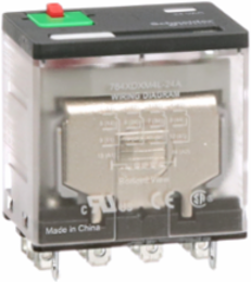 Power relay, SE Relays, 15A, 4PDT, 24 VAC, cover with locking push button and LED