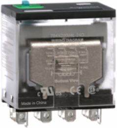 Power relay, SE Relays, 15A, 4PDT, 24 VDC, cover with locking push button and LED