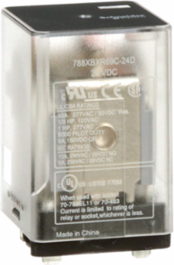 General purpose relay, SE Relays, 788R, DPDT, 10A, 24 VDC, Quick terminal, clear cover, magnetic blowout