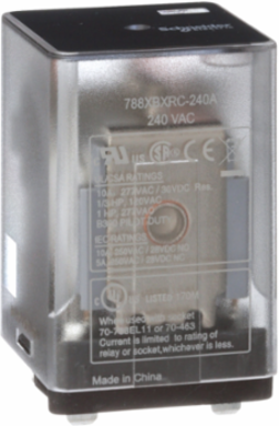 General purpose relay, SE Relays, 788R, DPDT, 10A, 240 VAC, Quick terminal, clear cover