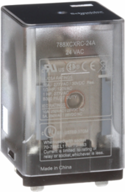 General purpose relay, SE Relays, 788R, 3PDT, 10A, 24 VAC, Quick terminal, clear cover