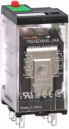 Power relay, SE Relays, DPDT, 12A, 24 VAC, cover with locking push button and LED