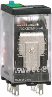 Power relay, SE Relays, DPDT, 12A, 24 VDC, cover with locking push button and LED