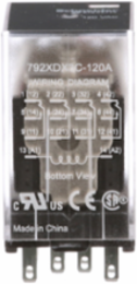 Power relay, SE Relays, 4PDT, 3A, 120 VAC, low level bifurcated contacts, clear cover