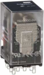 Power relay, SE Relays, 4PDT, 3A, 24 VAC, low level bifurcated contacts, clear cover