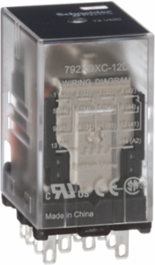 Power relay, SE Relays, 4PDT, 6A, 12 VDC, clear cover