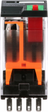 Relay, General Purpose Relays, 4PDT, LED clear cover, lock push button, faston terminals, 6A, 120V AC, 4NC + 4NO