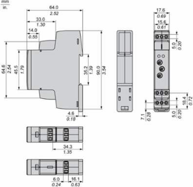 time delay relay, Legacy, DPDT, 100 ms to 10 days, DIN mounting support, 15A, 12...240V AC DC