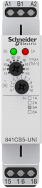 Current sensor relay, SE Relays, SPDT, 15A, 24 to 240 VAC, 1 time scale, 500 mA to 5 A, DIN mounting