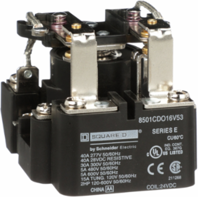 Power Relay Type C, 2 hp, 30A Resistive, DPDT, 24VDC Coil