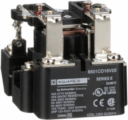 Power Relay 2 HP 30A 300 VAC SPDT 2NO/2NC 120 VAC Coil