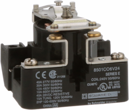 Power Relay Type C 2.0 HP 30A SPST 240V AC Coil