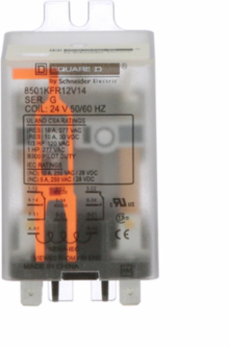 Plug-in Relay DPDT, 1 HP at 277 VAC, 10A Resistive, Flange Mounted