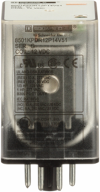 Plug-in Relay, DPDT, 1 HP at 277 VAC, 12 VDC Coil, 2 NO, 2 NC