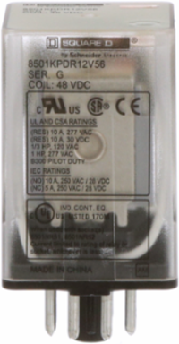 Plug-In Relay, DPDT, 1 HP at 277 VAC, 48 VDC Coil, 1.4 Inch