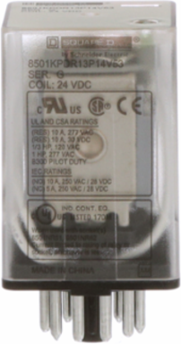 Plug-In Relay, Type KP, Tubular, 1 HP at 277 VAC, 24 VDC Coil