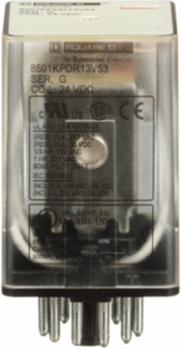 Plug-In Relay, Type KP, Tubular, 1 HP at 277 VAC, 24 VDC Coil, 11 Pin