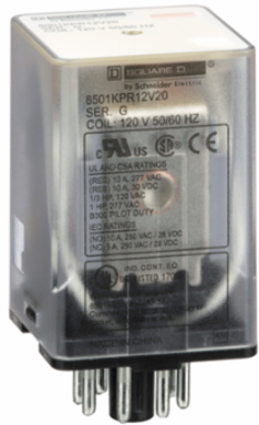 Plug-in Relay, DPDT, 1 HP, 24 VAC Coil, 10A at 120 VAC