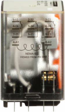 Plug-in Relay, 24 VDC Coil, 0.5 HP, 3PDT Contacts, 10A Resistive