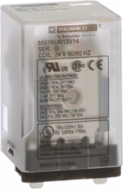 Plug-In Relay, 3PDT, 24 VAC Coil, 0.5 HP at 240 VAC, 10A NC/NO